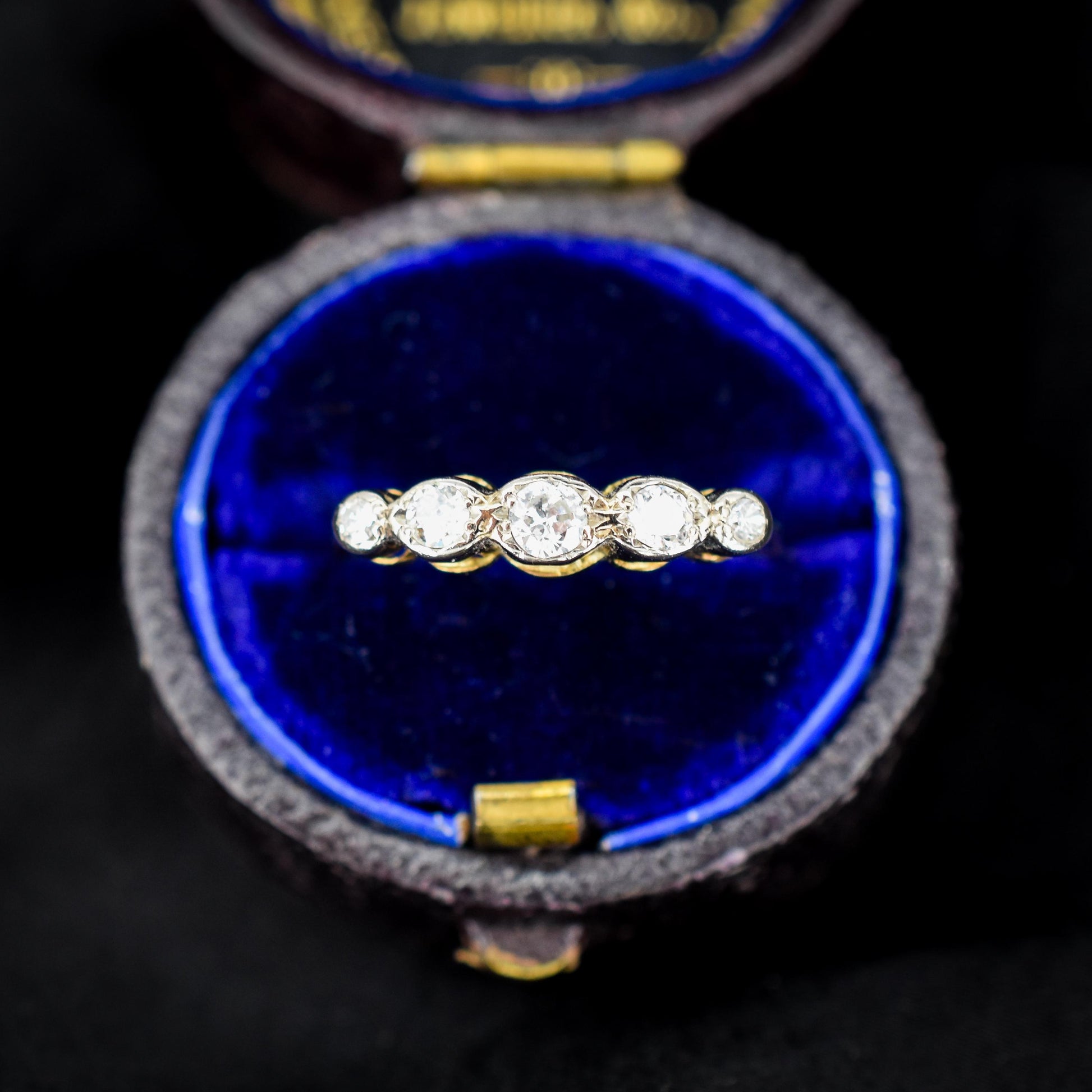 Antique Art Deco Diamond Five Stone 18ct Yellow Gold Ring