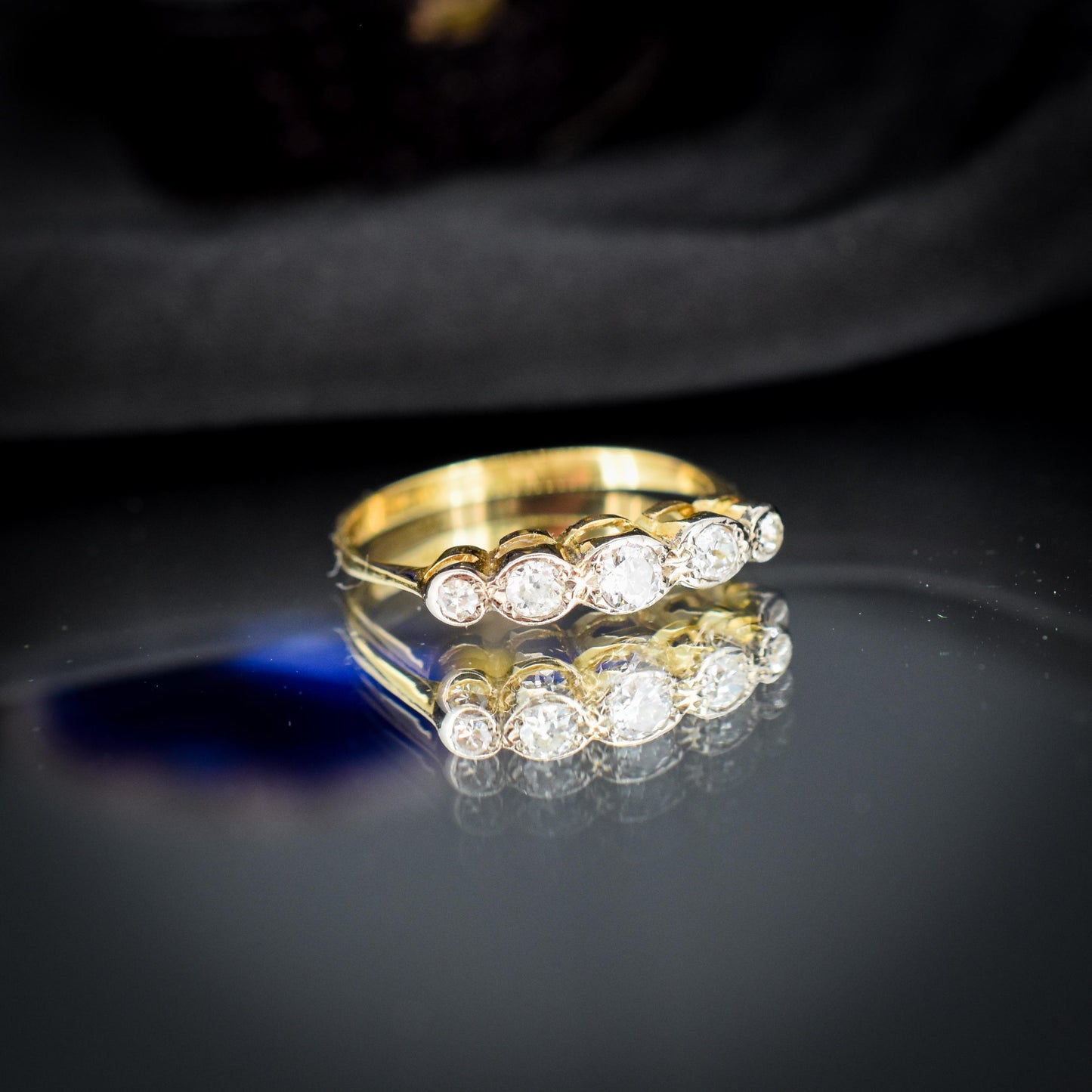 Antique Art Deco Diamond Five Stone 18ct Yellow Gold Ring