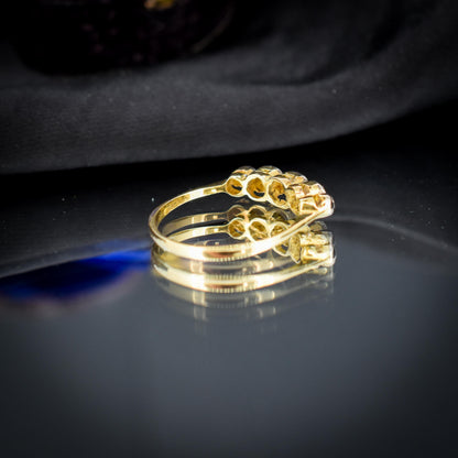 Antique Art Deco Diamond Five Stone 18ct Yellow Gold Ring