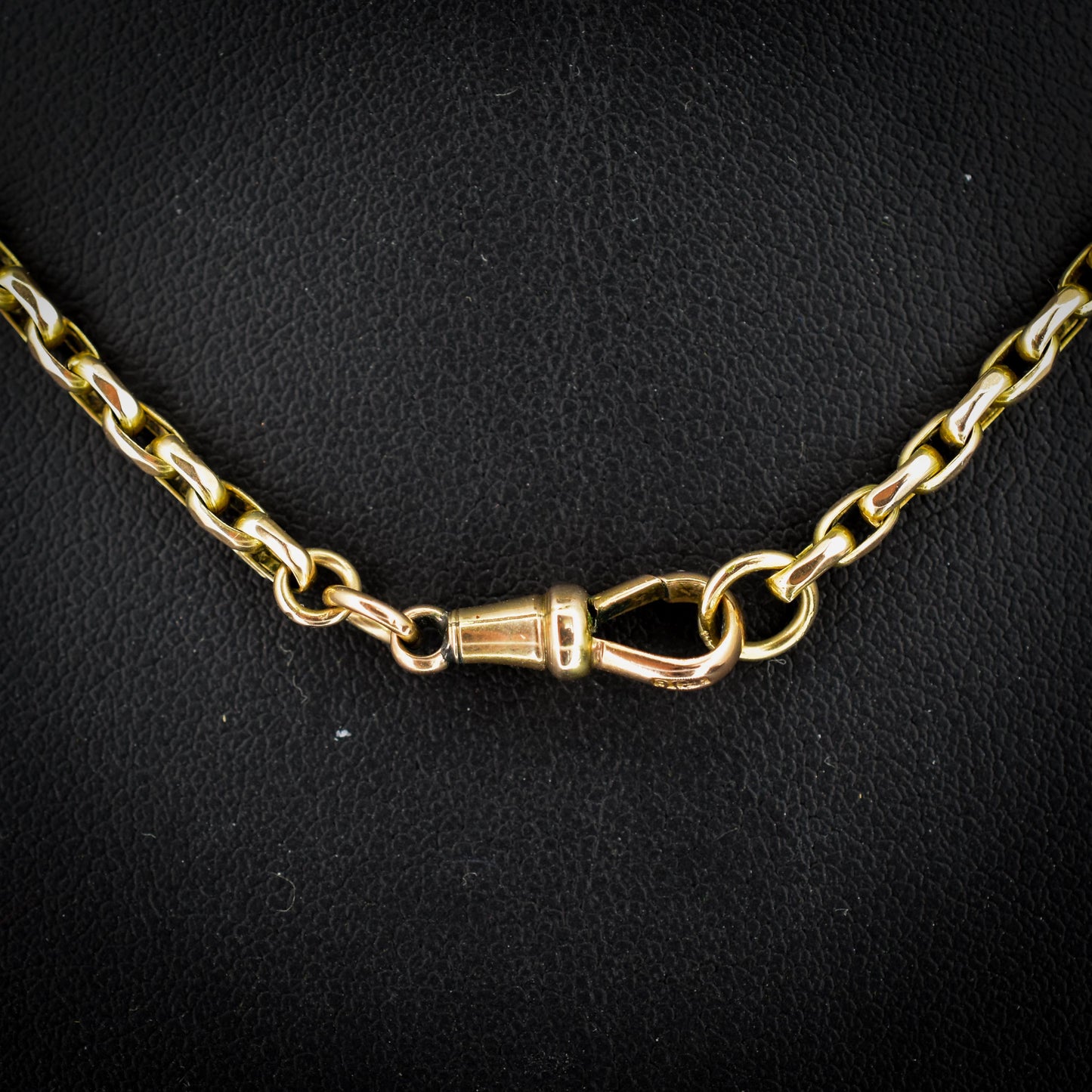 Antique 9ct Yellow Gold Oval Link Chain Necklace with Dog Clip | 28.5"