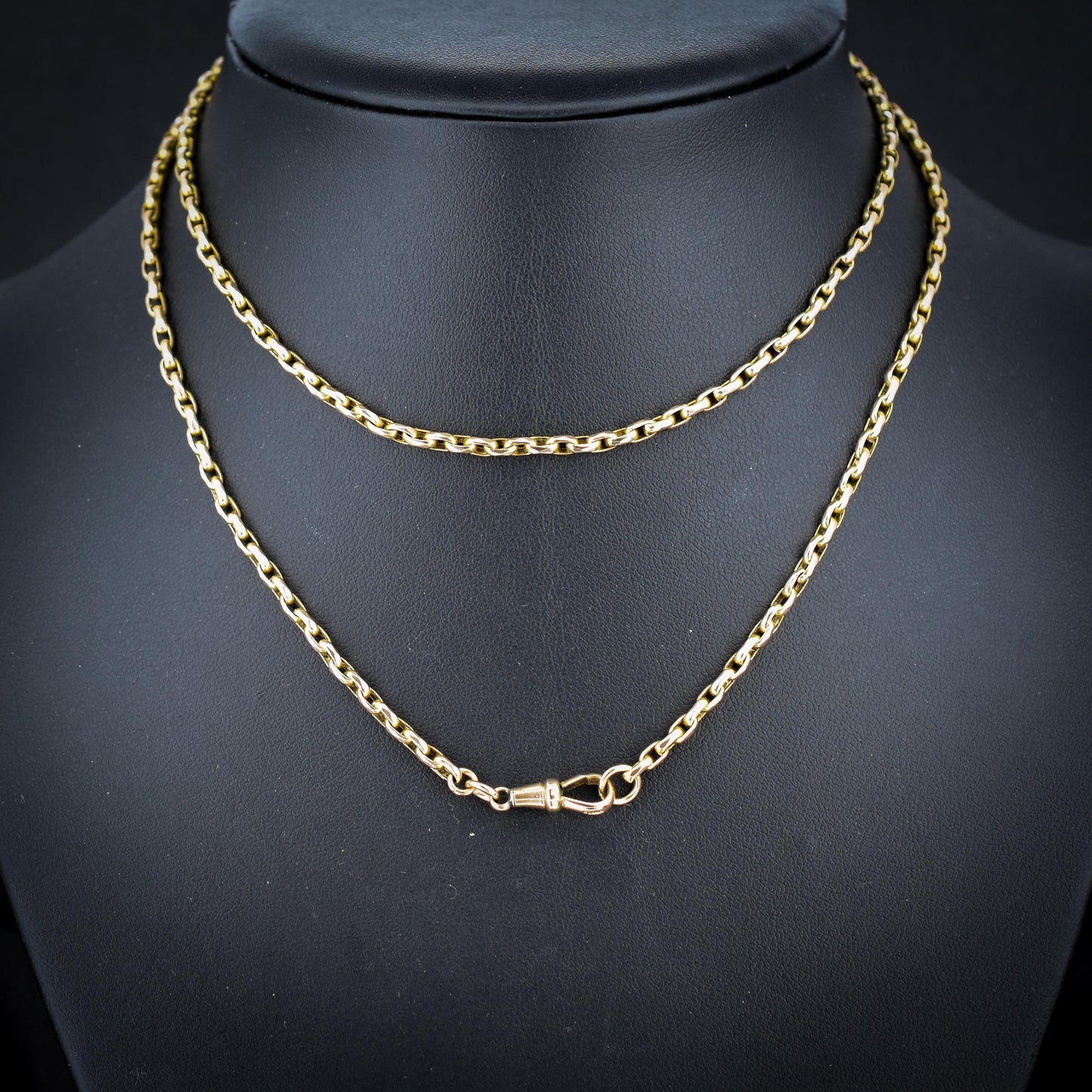Antique 9ct Yellow Gold Oval Link Chain Necklace with Dog Clip | 28.5"
