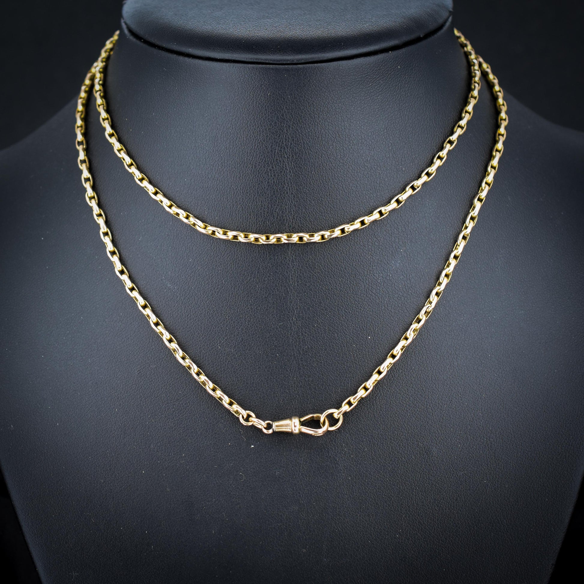 Antique 9ct Yellow Gold Oval Link Chain Necklace with Dog Clip | 28.5"