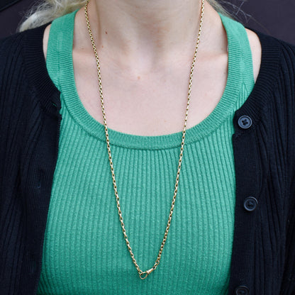 Antique 9ct Yellow Gold Oval Link Chain Necklace with Dog Clip | 28.5"