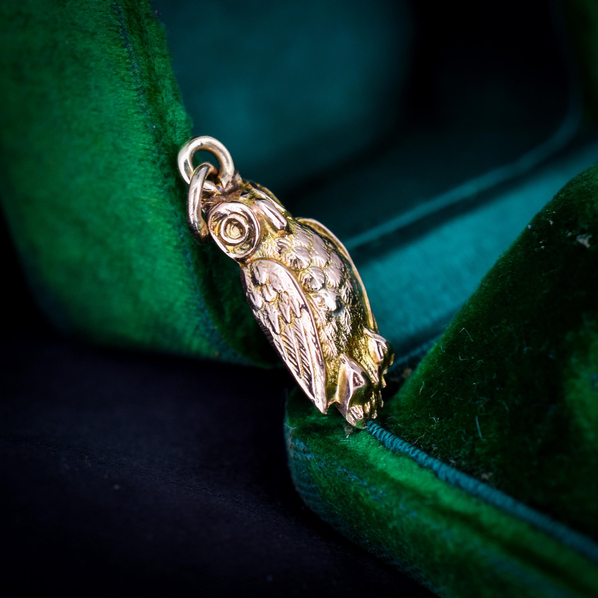 Antique 9ct Gold Wise Owl Charm Pendant