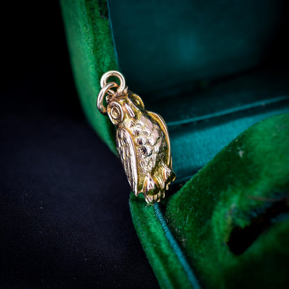 Antique 9ct Gold Wise Owl Charm Pendant