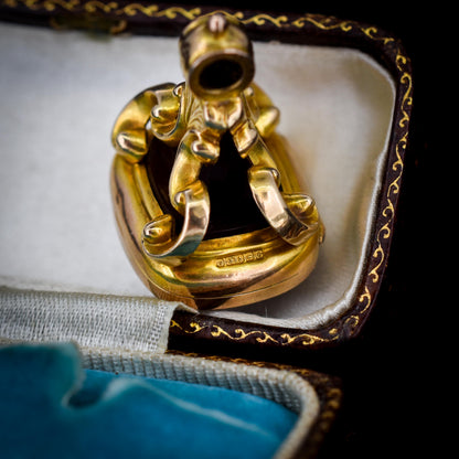 Antique 'HONORE ET VIRTUTE' Agate 9ct Gold Locket Fob | Dated 1913