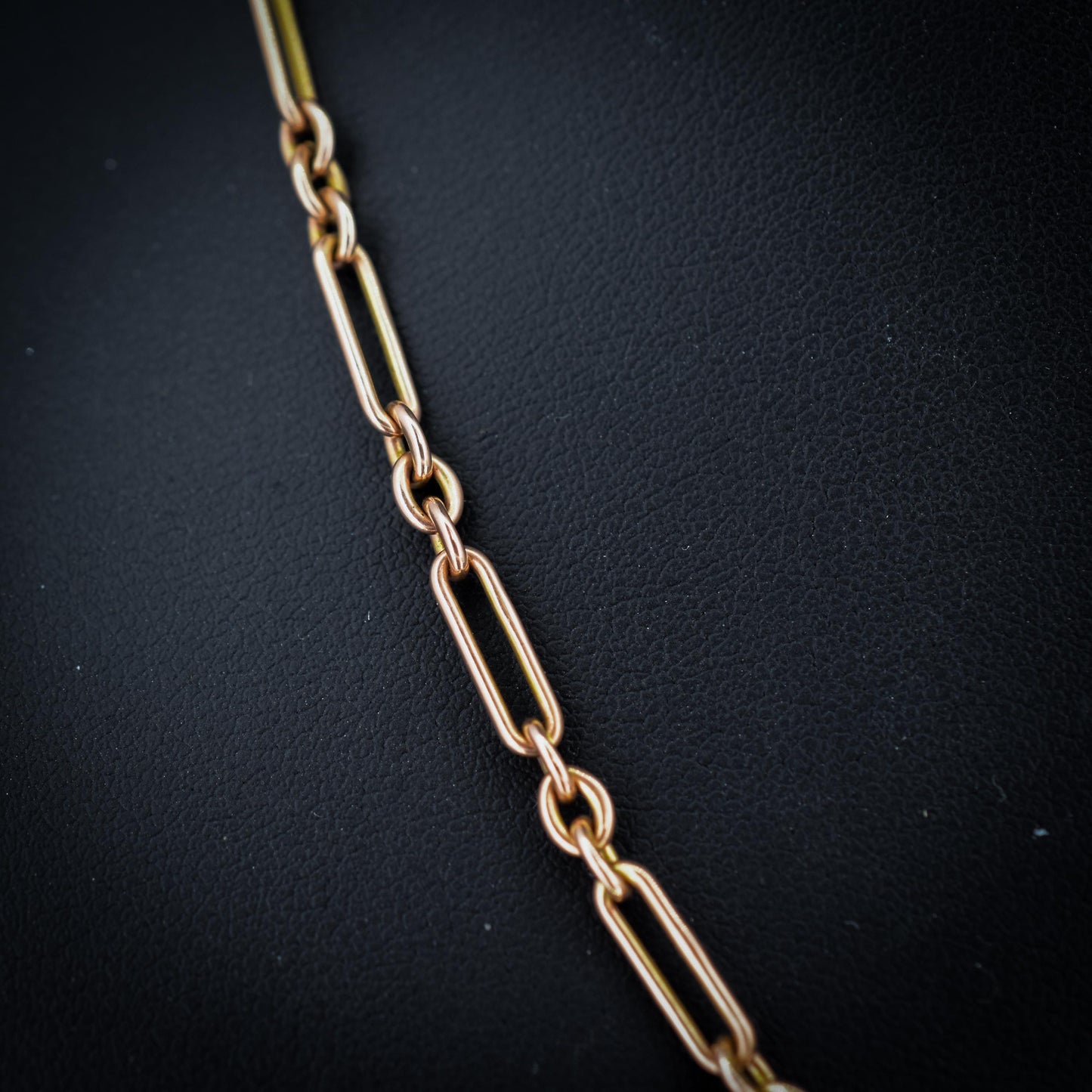 Antique 9ct Gold Paperlink Trombone Chain Necklace | 18.25" Length