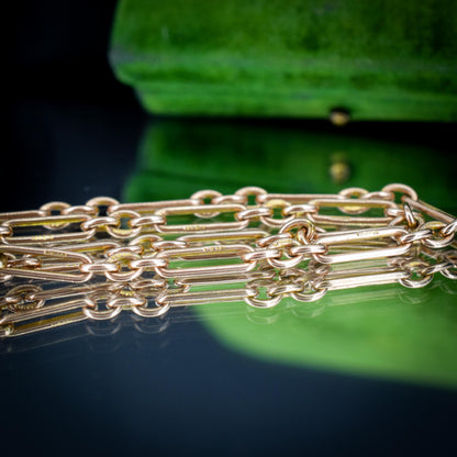 Antique 9ct Gold Paperlink Trombone Chain Necklace | 18.25" Length