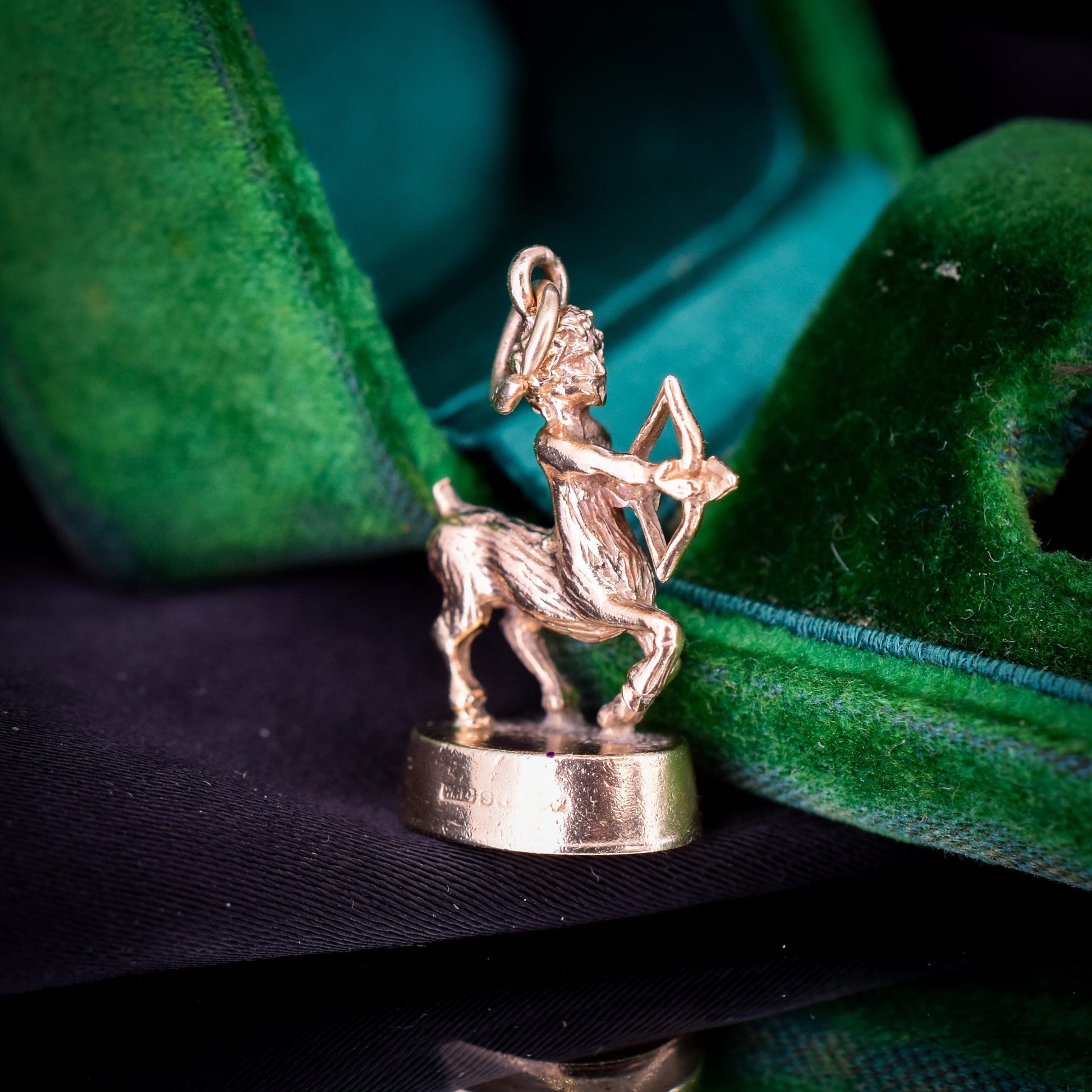 Vintage Sagittarius Centaur Archer Zodiac 9ct Gold Fob Charm Pendant