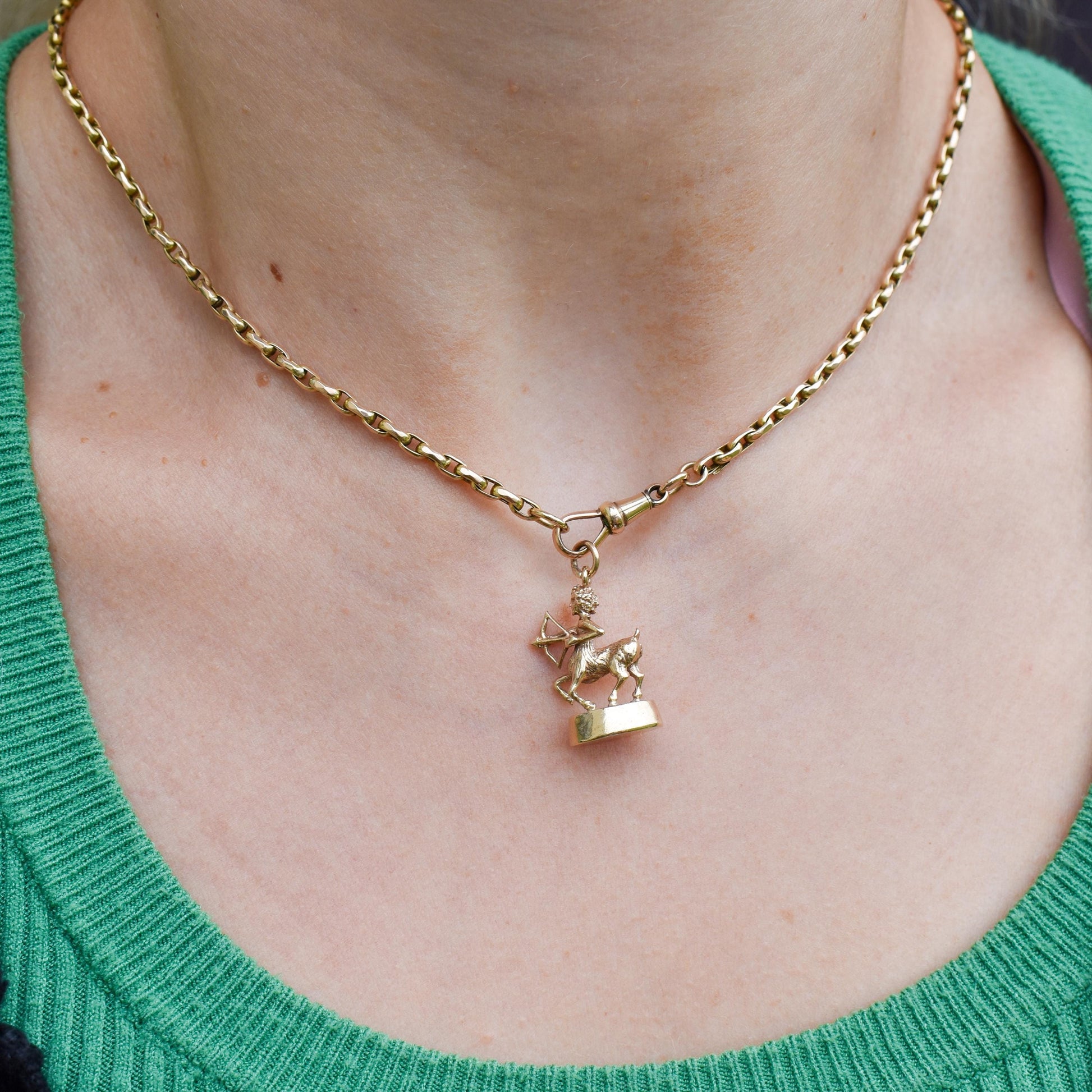 Vintage Sagittarius Centaur Archer Zodiac 9ct Gold Fob Charm Pendant