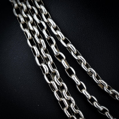 Antique Silver Long Guard Chain Necklace with Dog Clip | 65" Length