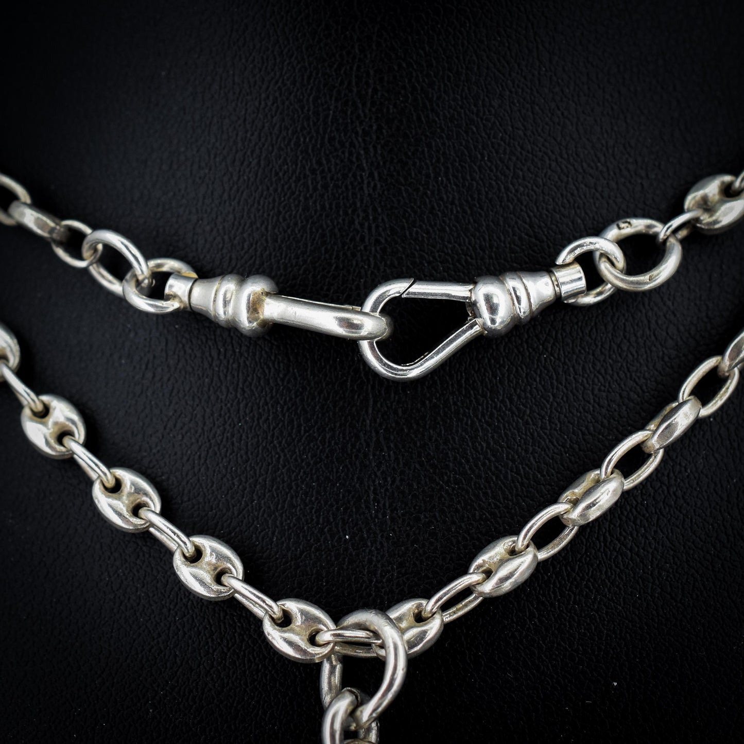 Vintage Sterling Silver 26.5" Mariner Anchor Link Chain Necklace with T-Bar