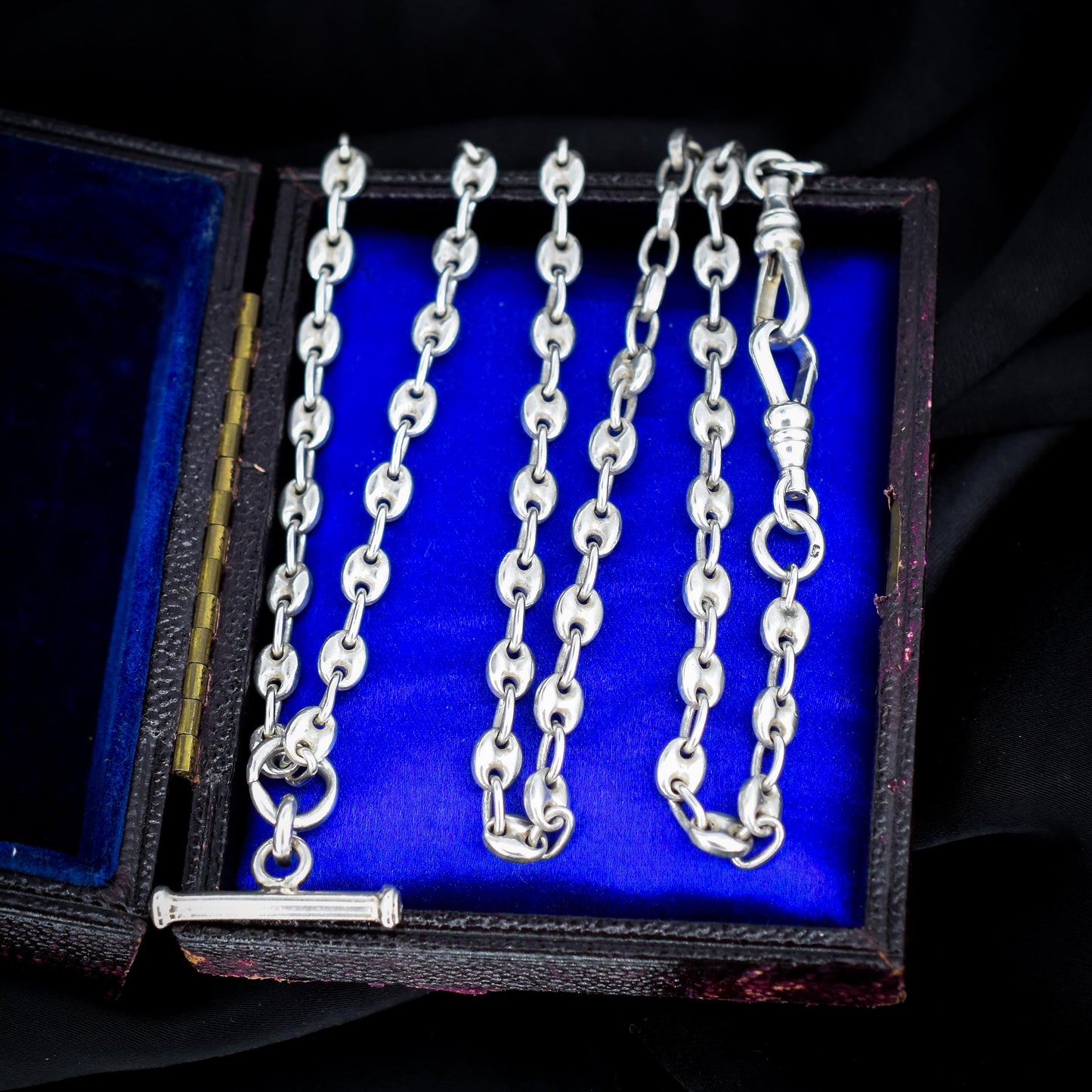 Vintage Sterling Silver 26.5" Mariner Anchor Link Chain Necklace with T-Bar