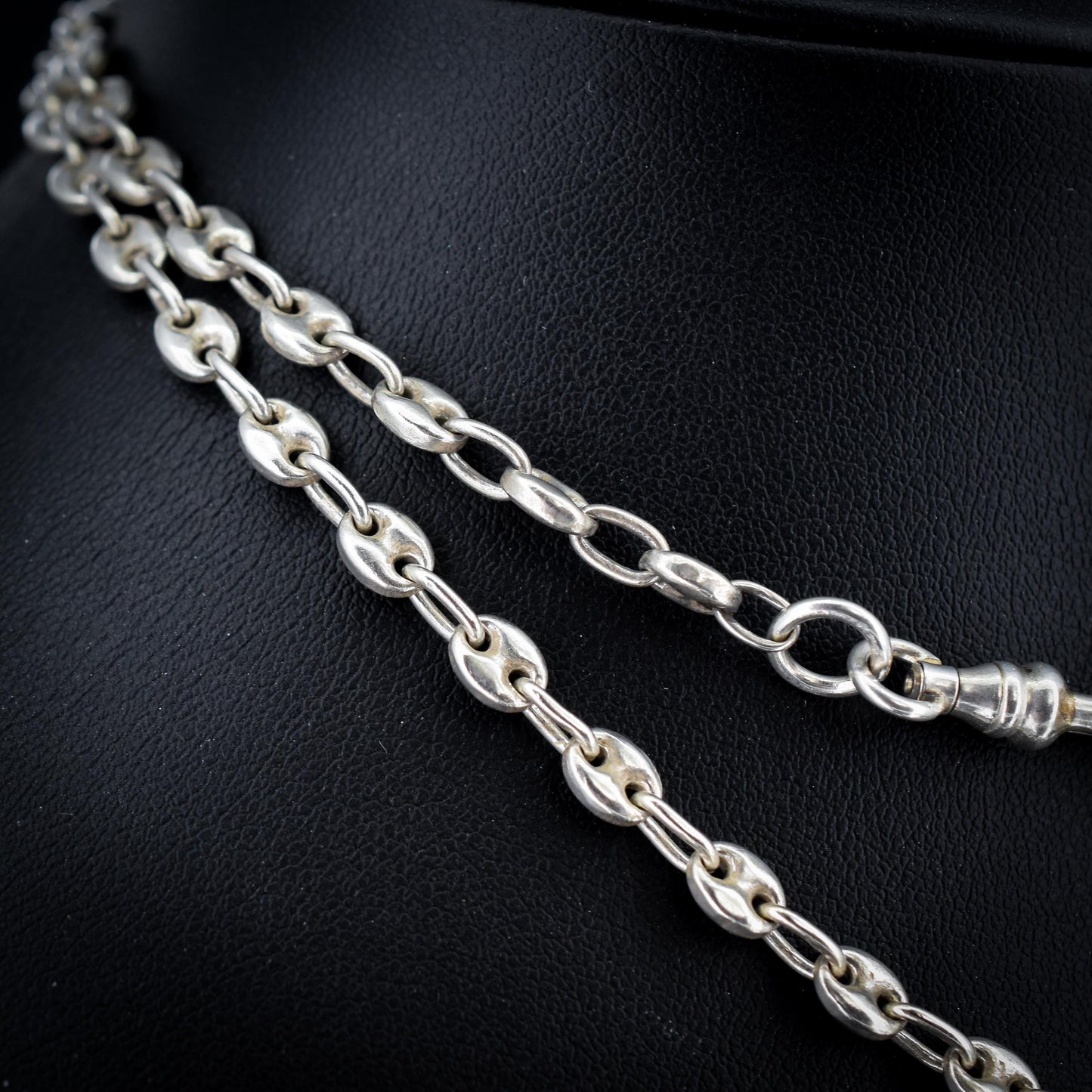 Vintage Sterling Silver 26.5" Mariner Anchor Link Chain Necklace with T-Bar
