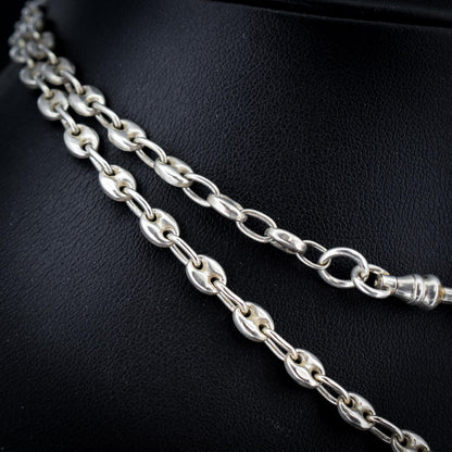 Vintage Sterling Silver 26.5" Mariner Anchor Link Chain Necklace with T-Bar