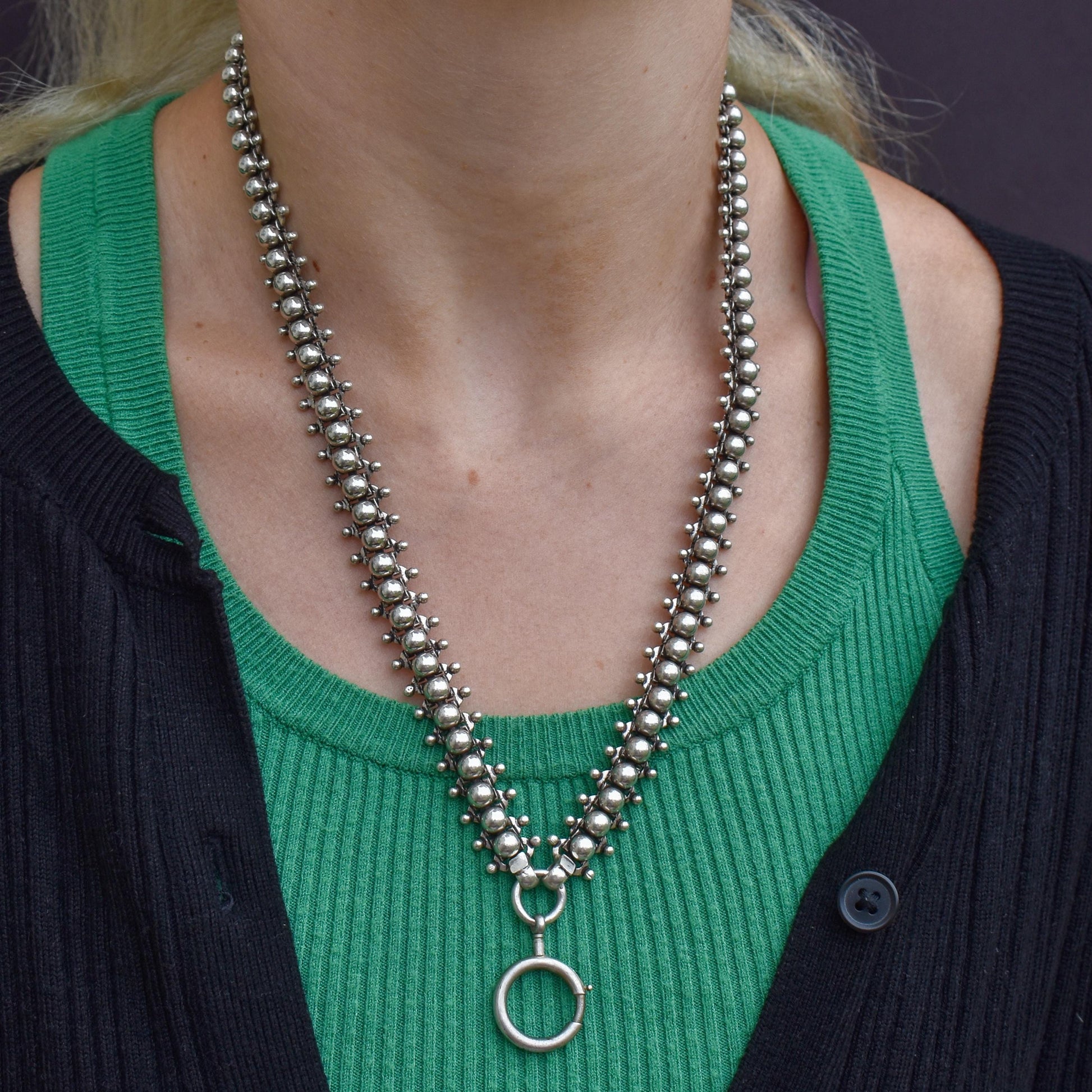 Antique Victorian Sterling Silver Chain Collar Necklace | 21.5"