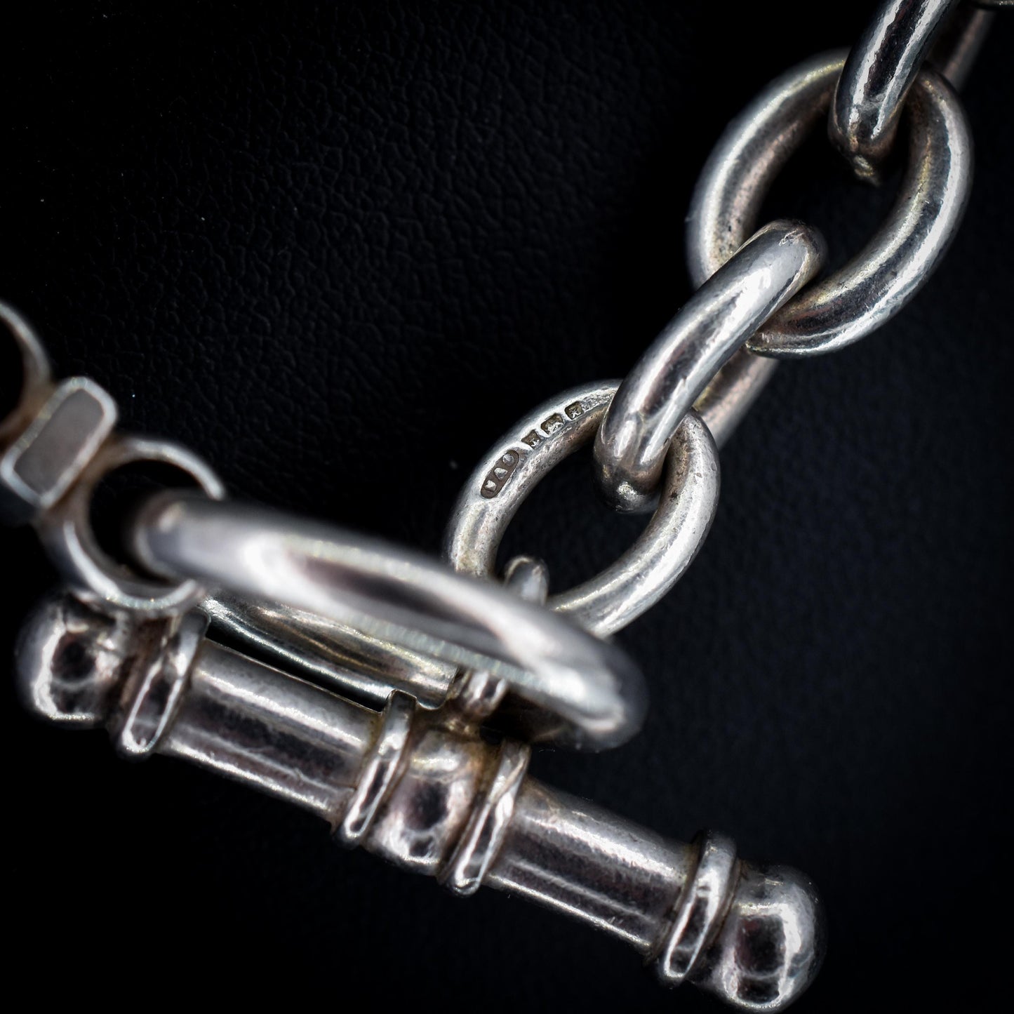 Vintage Heavy Silver Oval Link Toggle Chain Necklace 17.5" Length