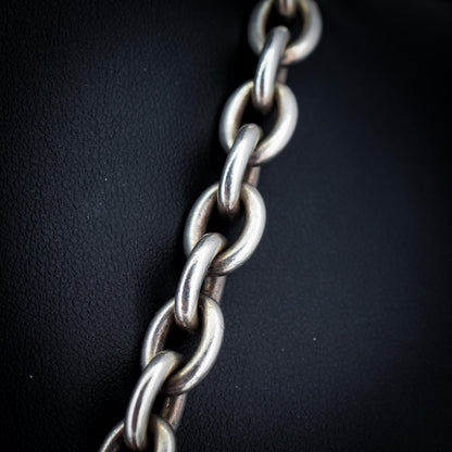 Vintage Heavy Silver Oval Link Toggle Chain Necklace 17.5" Length