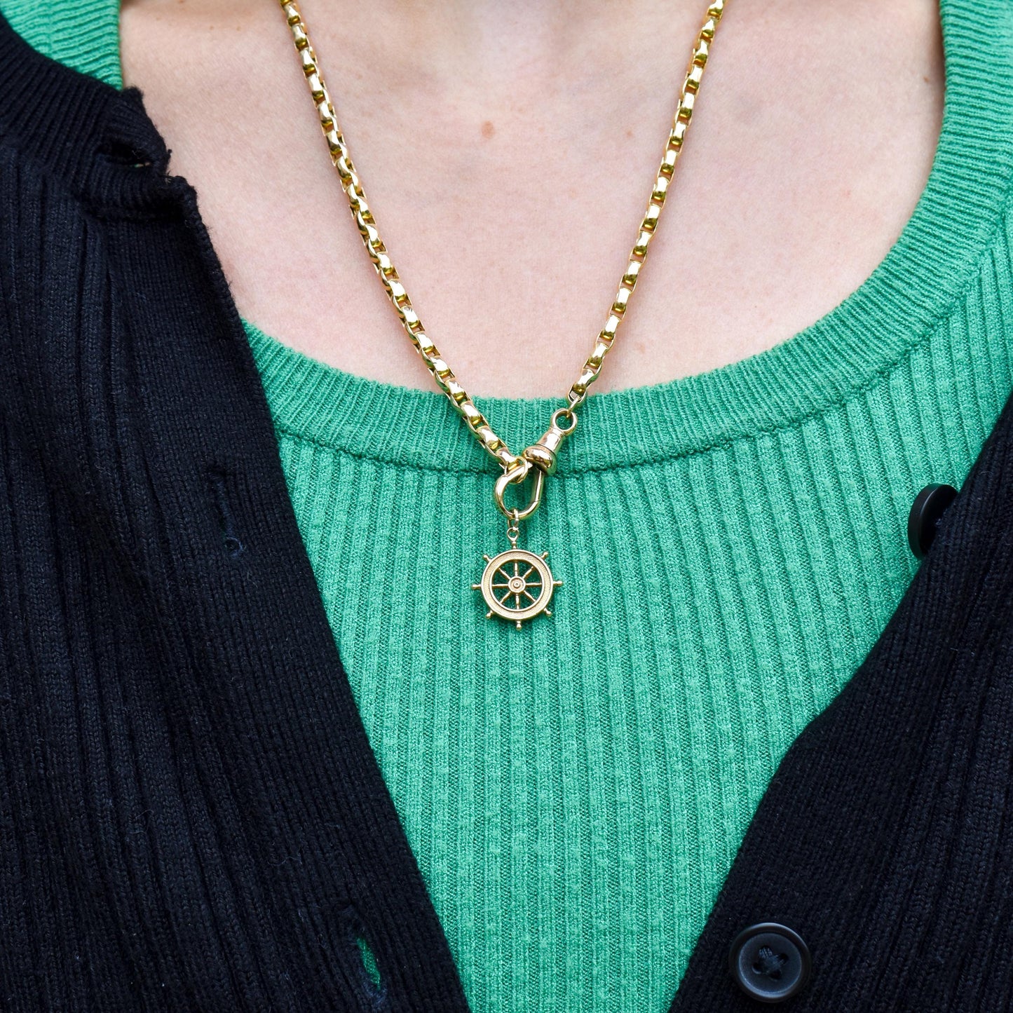 Vintage 9ct Yellow Gold Ship Wheel Nautical Charm Pendant