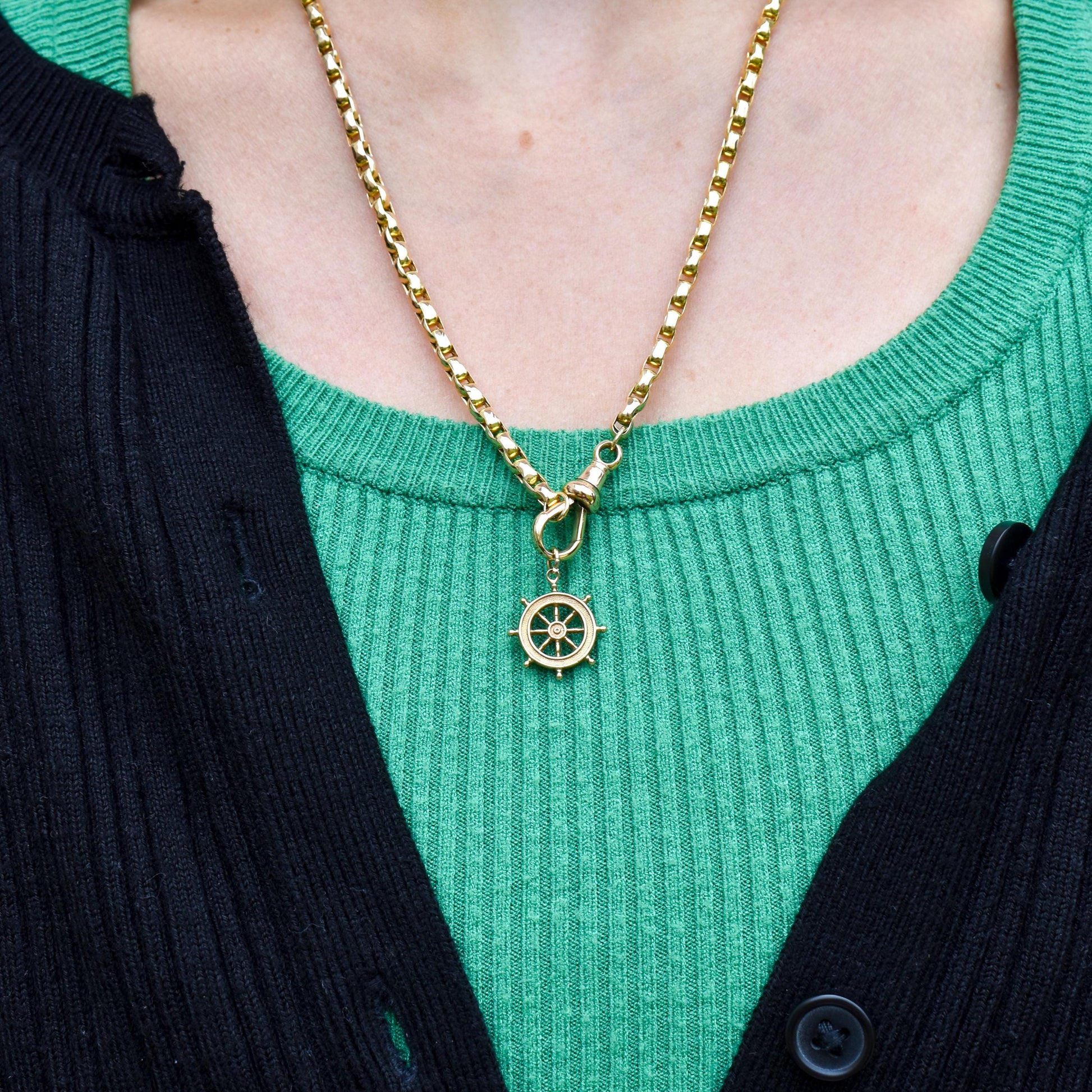 Vintage 9ct Yellow Gold Ship Wheel Nautical Charm Pendant