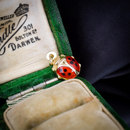 Vintage Ladybug Ladybird Enamel 9ct Gold Charm Pendant