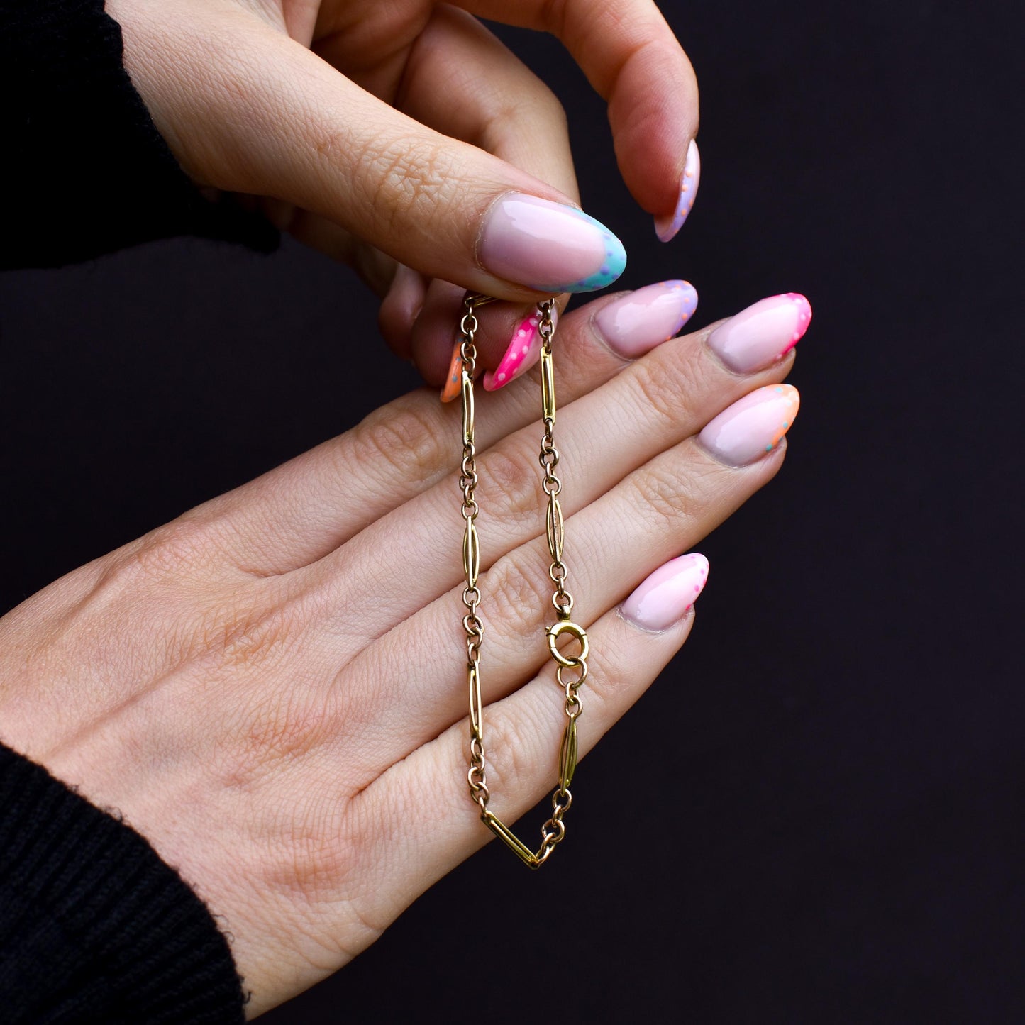 Antique Fancy Link 10ct Gold Bracelet with Bolt Ring | 7.25"