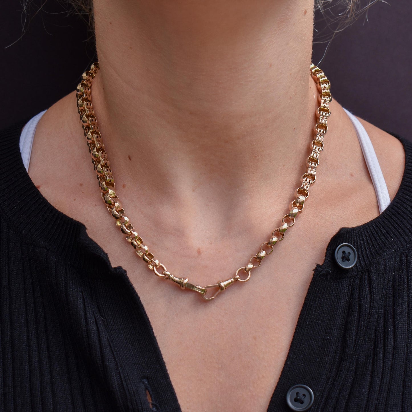 Antique Fancy Link 9ct Gold Chain Necklace | 17.5"