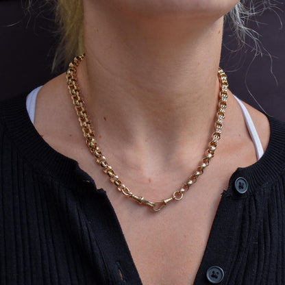 Antique Fancy Link 9ct Gold Chain Necklace | 17.5"