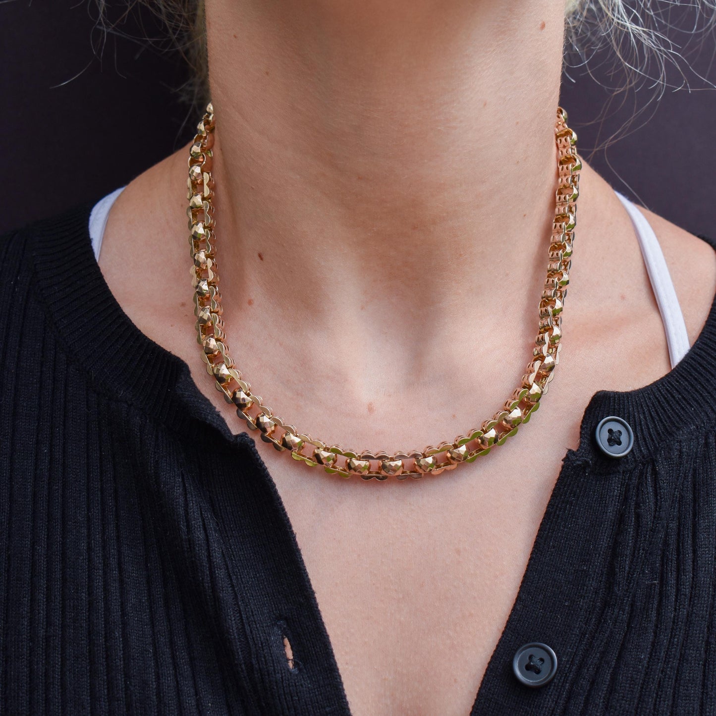 Antique Fancy Link 9ct Gold Chain Necklace | 17.5"