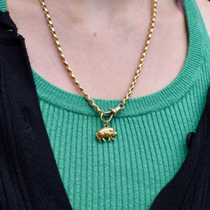 Vintage 9ct Gold Lucky Pig Charm Pendant | Birmingham 1975