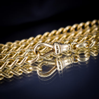 Antique 18ct Yellow Gold Curb Link Dog Clip Chain Necklace | 17.25"