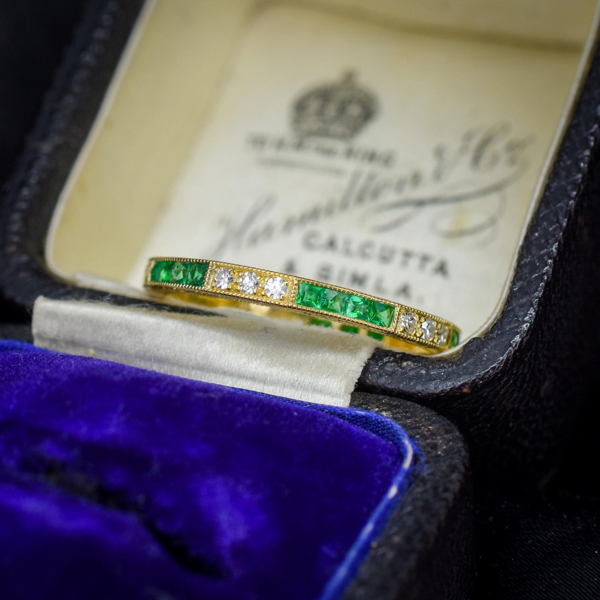 Diamond and Emerald Eternity 18ct Gold Wedding Band Ring