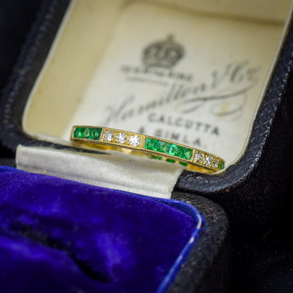Diamond and Emerald Eternity 18ct Gold Wedding Band Ring