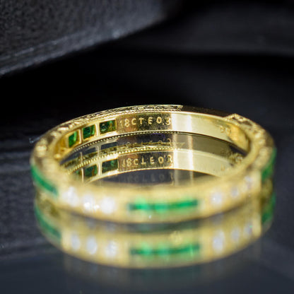 Diamond and Emerald Eternity 18ct Gold Wedding Band Ring