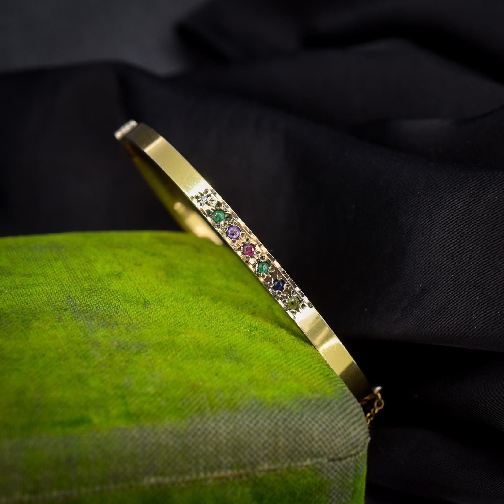Vintage DEAREST Gold on Silver Bangle Bracelet | Birmingham 1993