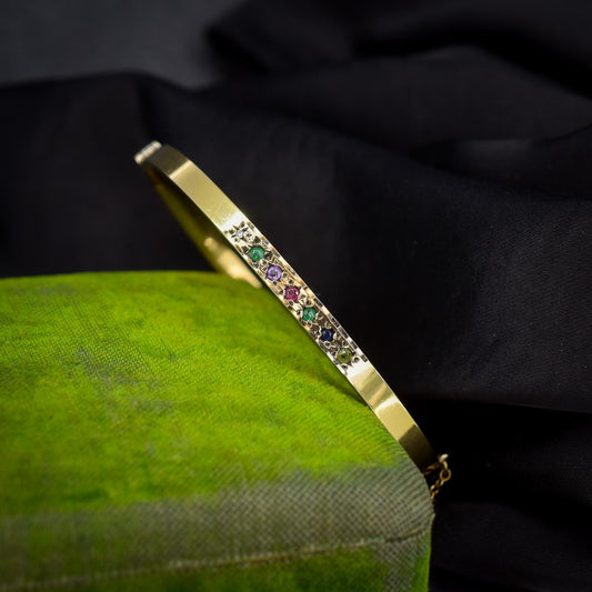 Vintage DEAREST Gold on Silver Bangle Bracelet | Birmingham 1993