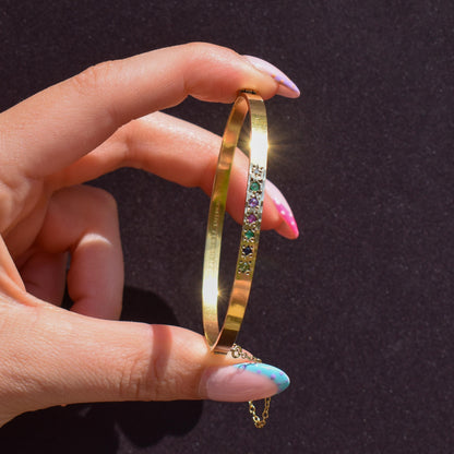 Vintage DEAREST Gold on Silver Bangle Bracelet | Birmingham 1993