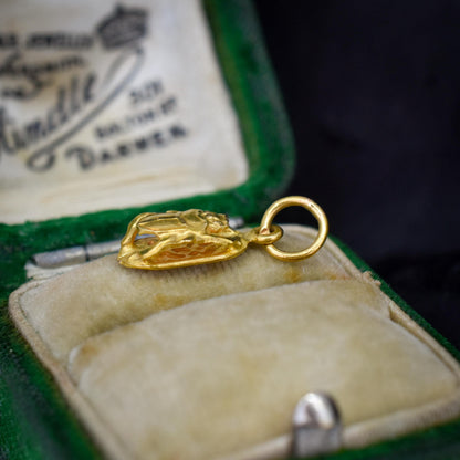 Vintage Egyptian Scarab Beetle 18ct Yellow Gold Charm Pendant