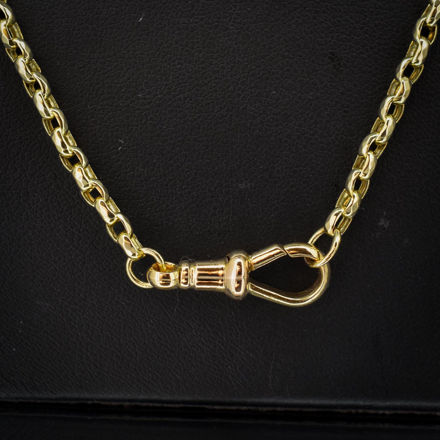 Antique Victorian 9ct Gold Faceted Link Chain Necklace with Dog Clip | 21.5"