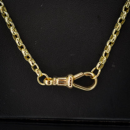 Antique Victorian 9ct Gold Faceted Link Chain Necklace with Dog Clip | 21.5"