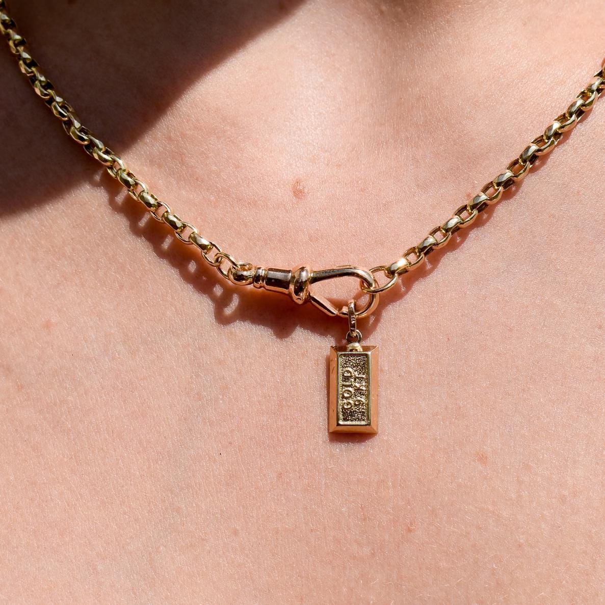 Vintage 9ct Gold Bar Ingot Charm Pendant