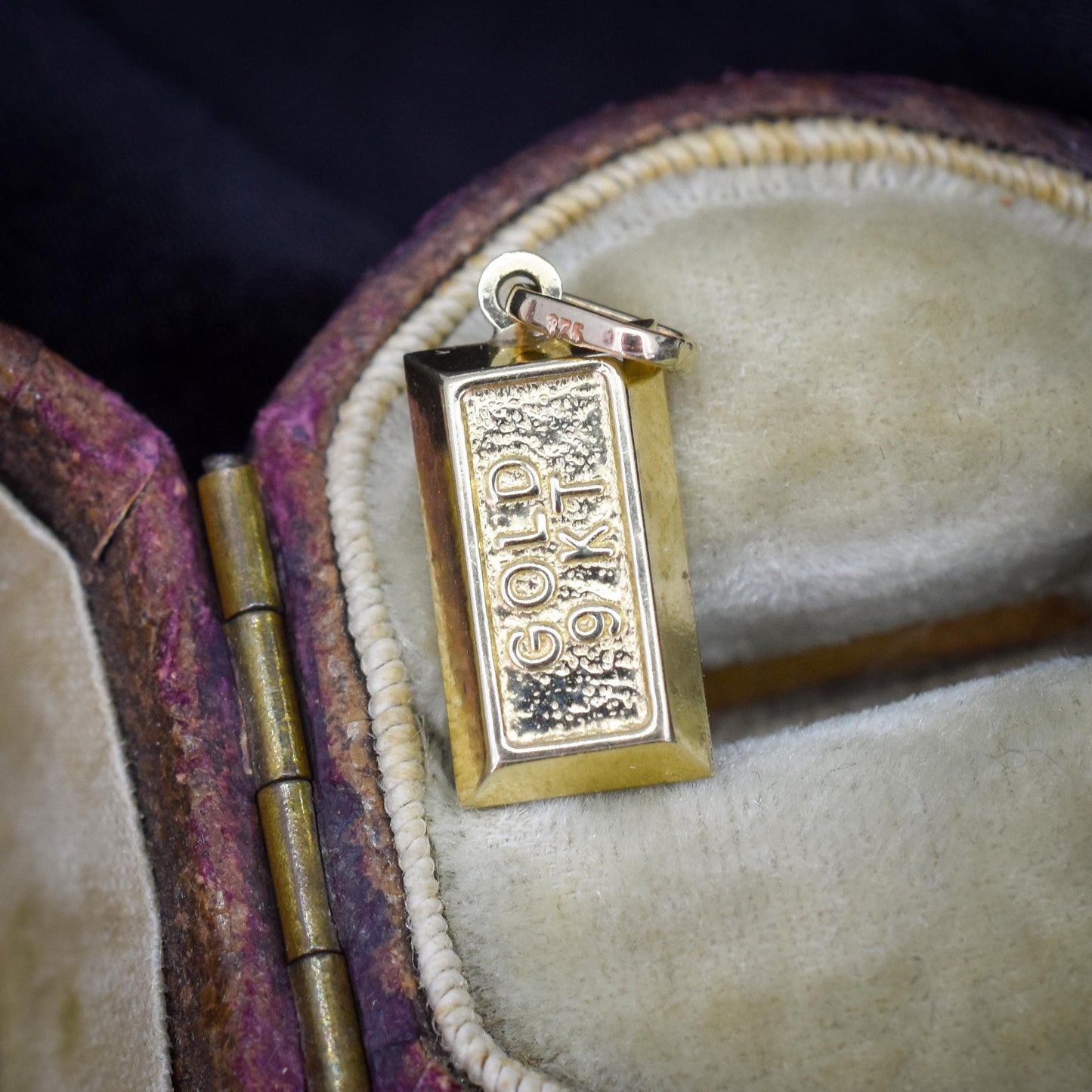 Vintage 9ct Gold Bar Ingot Charm Pendant