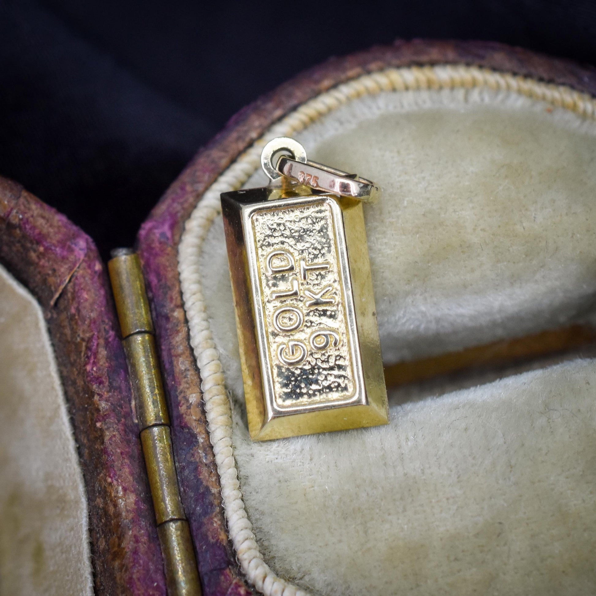 Vintage 9ct Gold Bar Ingot Charm Pendant