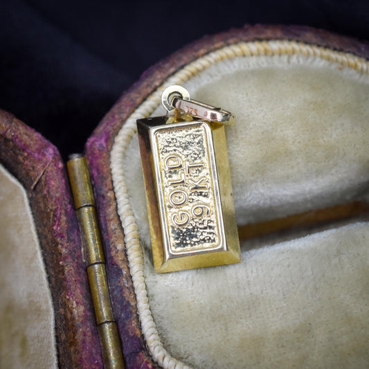 Vintage 9ct Gold Bar Ingot Charm Pendant