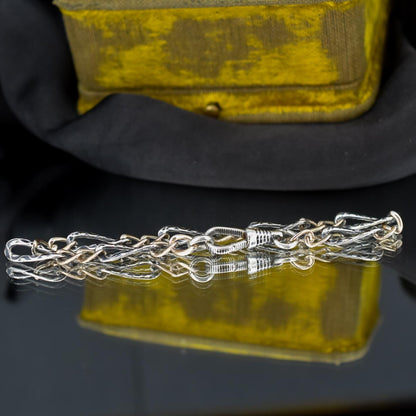 Antique Niello Silver and Gold Chain Bracelet with Dog Clip | 7.75"