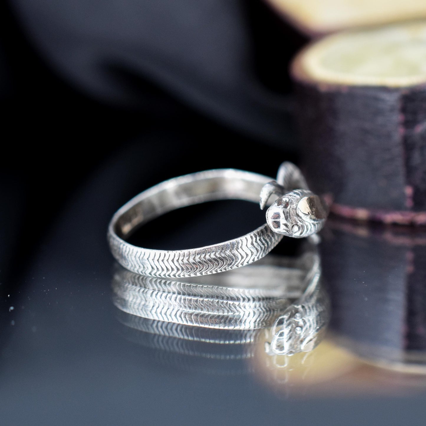 Antique Snake Serpent Silver Dress Ring