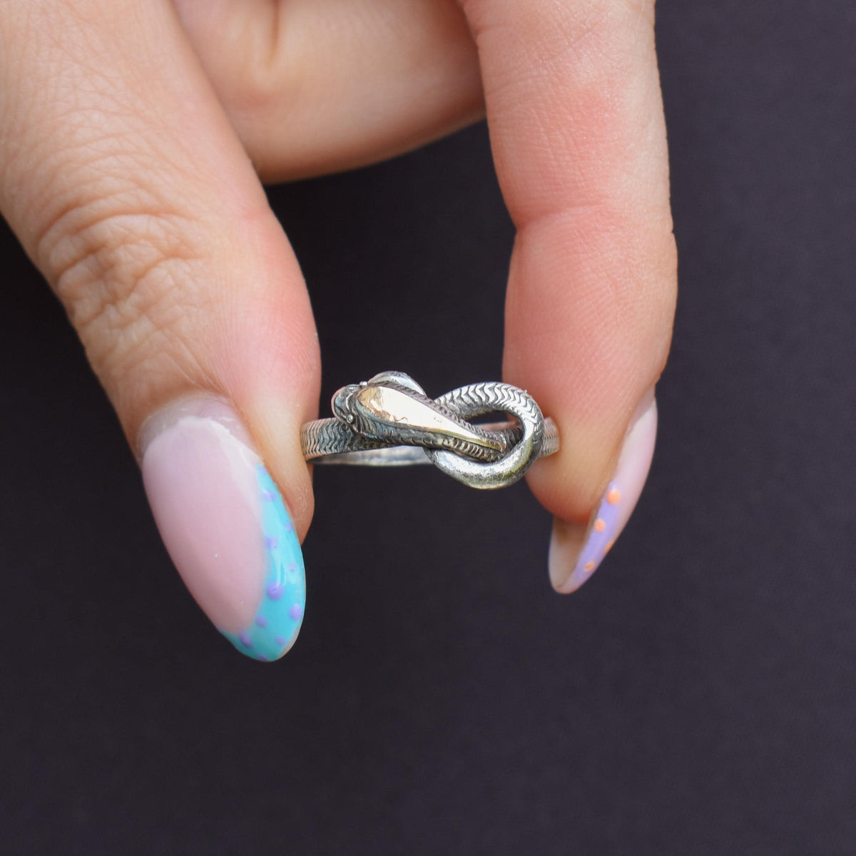 Antique Snake Serpent Silver Dress Ring