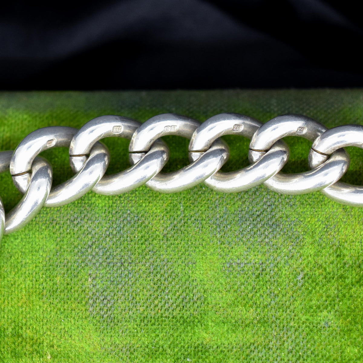 Vintage Heavy Chunky Heart Padlock Sterling Silver Curb Bracelet 7"