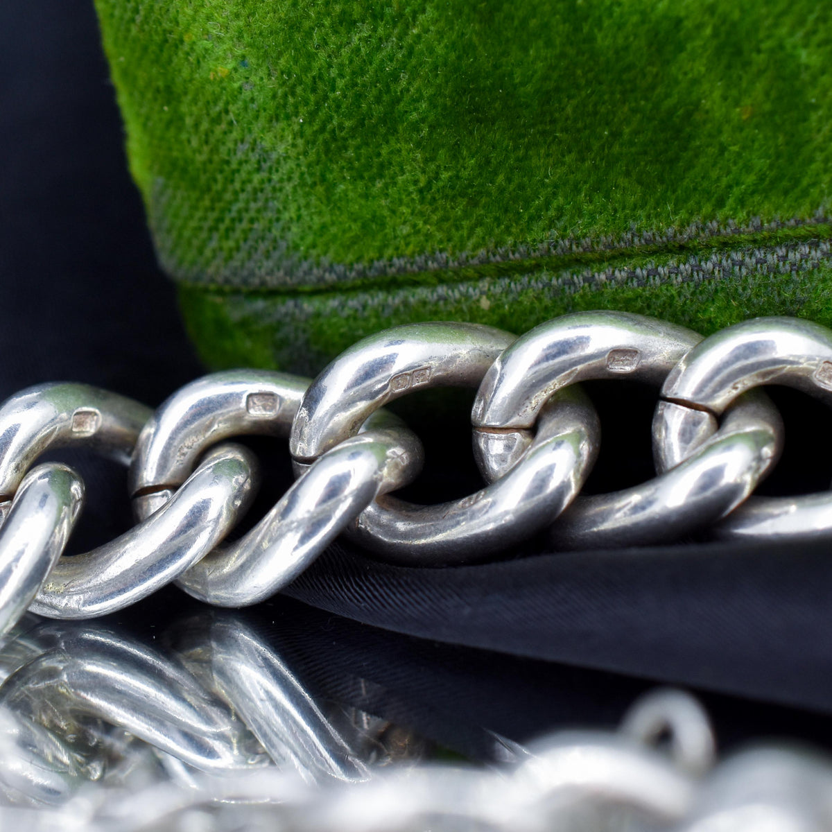Vintage Heavy Chunky Heart Padlock Sterling Silver Curb Bracelet 7"