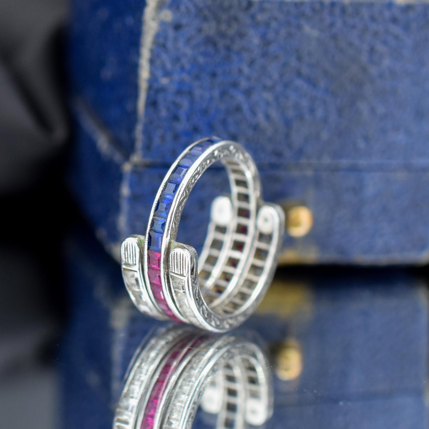 Art Deco Paste Swivel Flip "Day and Night" Sterling Silver Eternity Band Ring | Antique